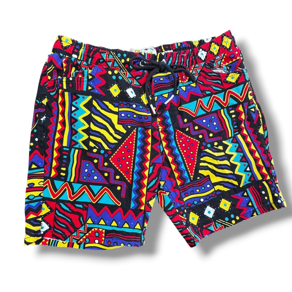 Oh‎ Snap Drill Clothing Shorts XL Geometric Funky 90s Style Streetwear Festival